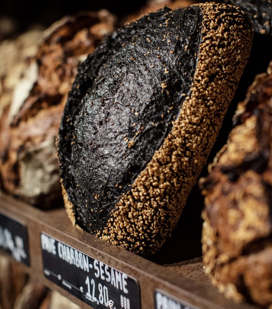 with Roasted Sesame Charcoal Bread